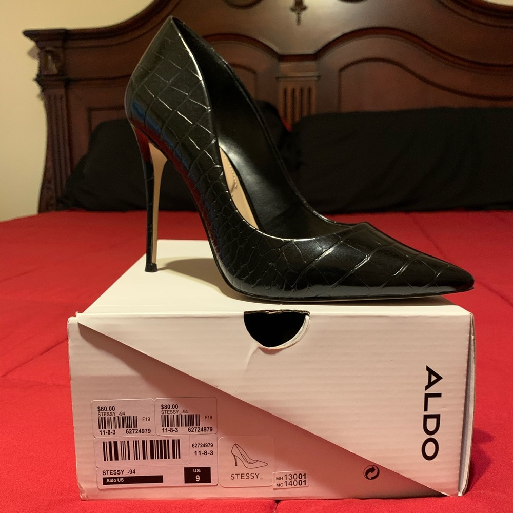 Black Crocodile Stilettos
